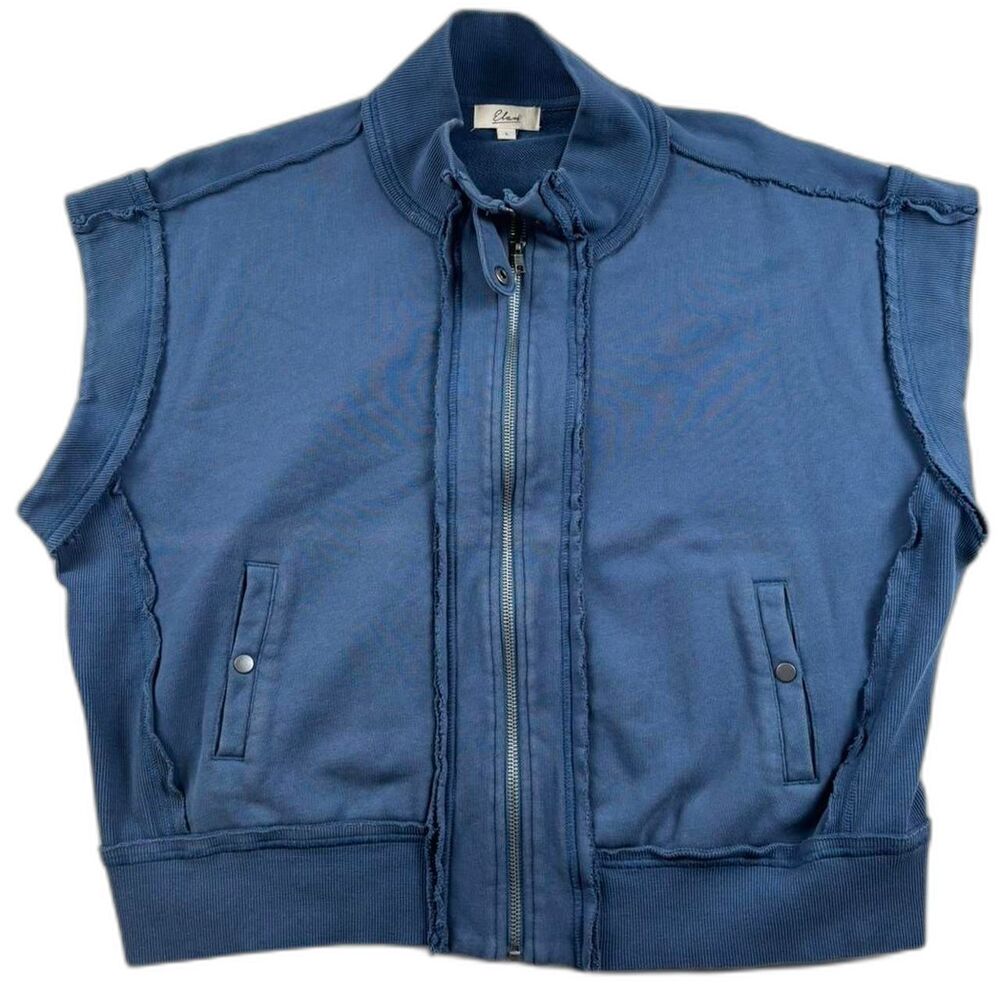 Elan Women’s Blue Zip Up Vest Size L Lightweight Layering Casual Sleeveless Jack